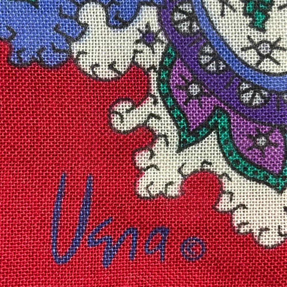 Vera Scarf Womens OS Red Paisley Floral Rayon Made in Italy 44x45 Inches Vintage
